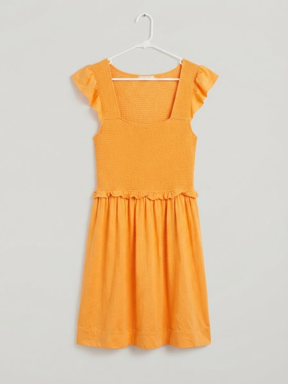 Nation LTD Womens Orange Smocked Flutter-Sleeve Dress